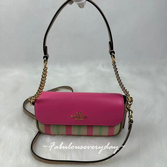 Coach Hailey Flap Shoulder Crossbody Bag With Plaid Print In Pink CBI56 NWT - Picture 1 of 10